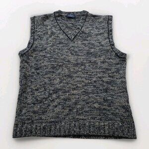 Trussardi Sport Knit Vest Mens M/L Marled V Neck Made In Italy Wool Blend Vtg